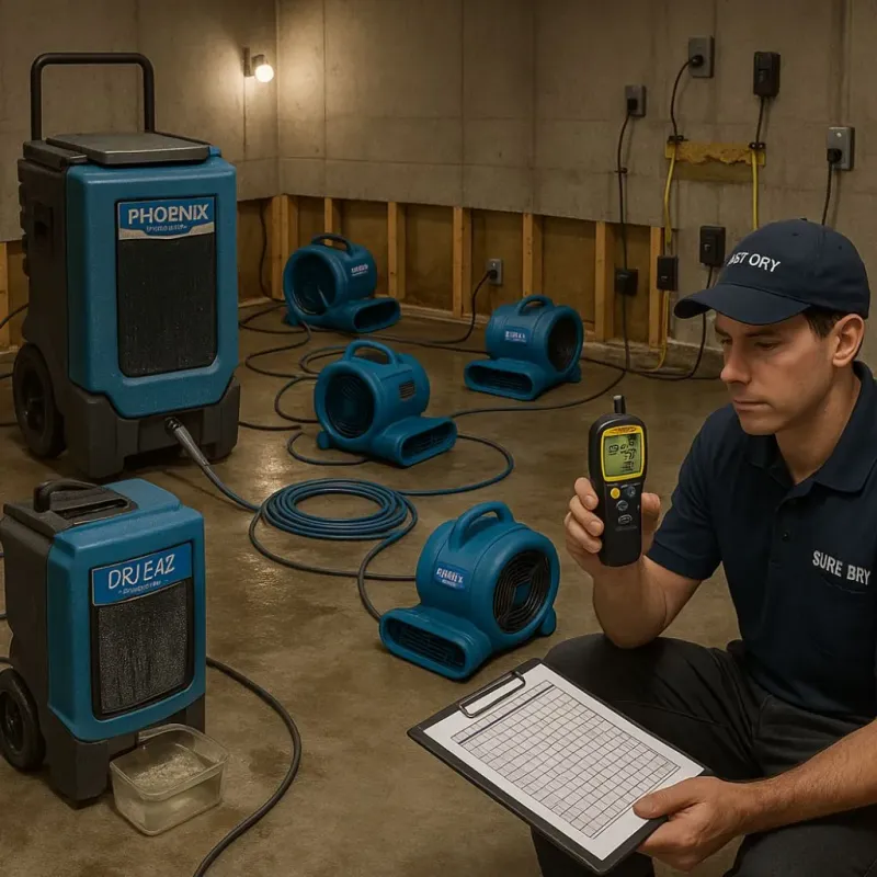 Structural Drying and Dehumidification process in Redwood Falls, MN